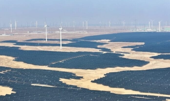 Solar panel installations across China contributed to record renewable energy capacity in 2025
